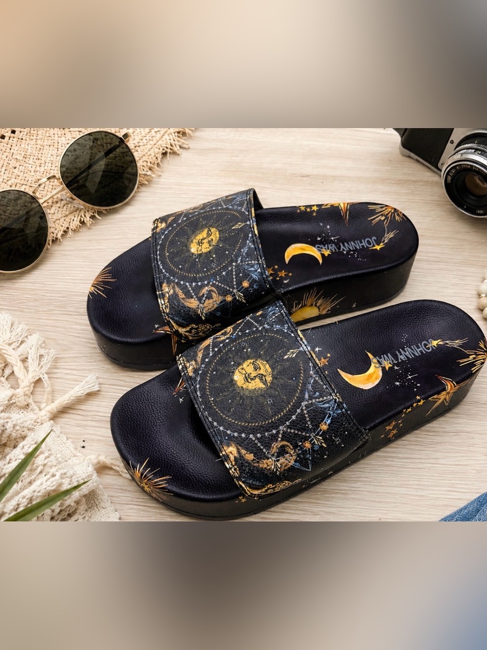 NWT Johnny Was Biya JWLA Supernova Pool Platform Slides Slip Ons Sandals Flats